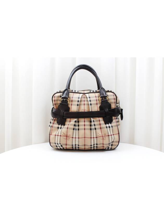 PVC Classic Check Gold Buckle Brown Leather Tote Bag - BURBERRY - BALAAN 4