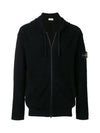 Men's Wappen Patch Embossed Zip Up Hoodie Black - STONE ISLAND - BALAAN 3