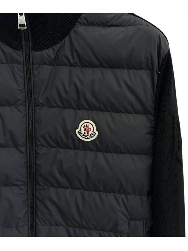 Padded Cotton Zip-Up Cardigan Black - MONCLER - BALAAN 4