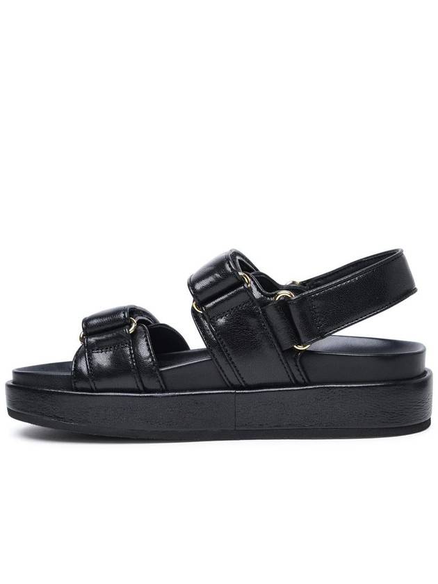 Kira Sports Logo Leather Sandals Black - TORY BURCH - BALAAN 4