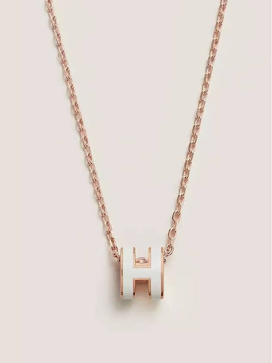 Mini Pop H Pendant Rose Gold & Blanc - HERMES - BALAAN 2