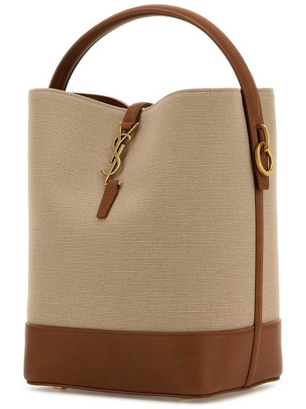 Le 37 Logo Plaque Bucket Bag Beige - SAINT LAURENT - BALAAN 3