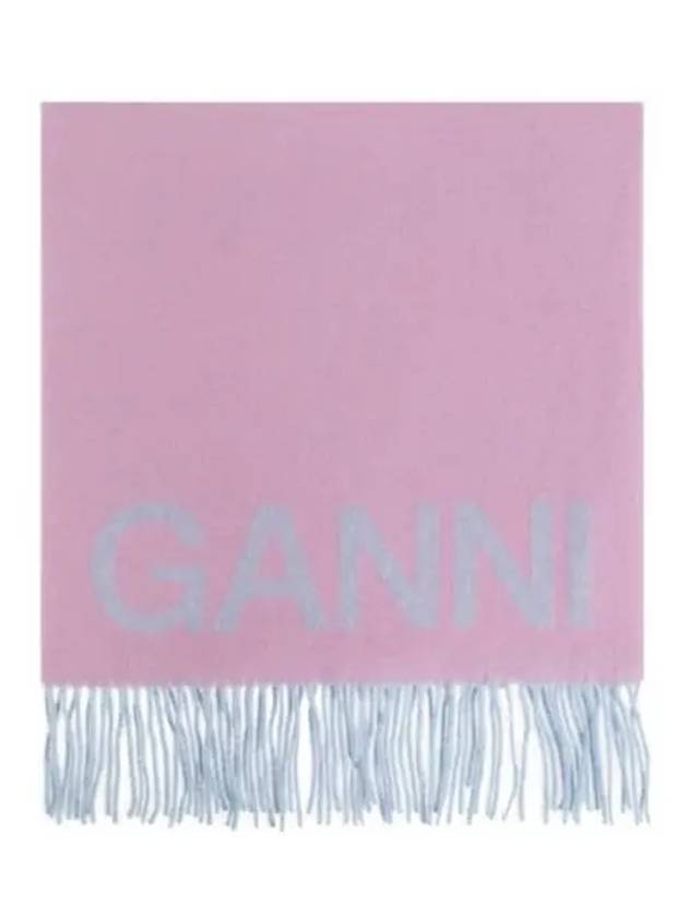 Fringed Wool Scarf  Lilac Chiffon - GANNI - BALAAN 2