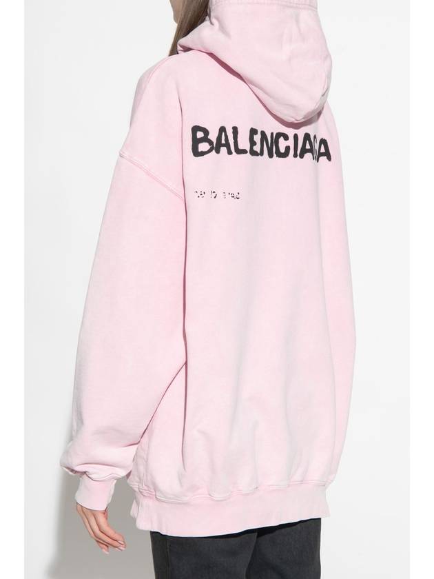 Logo Oversized Cotton Hoodie Pink - BALENCIAGA - BALAAN 3