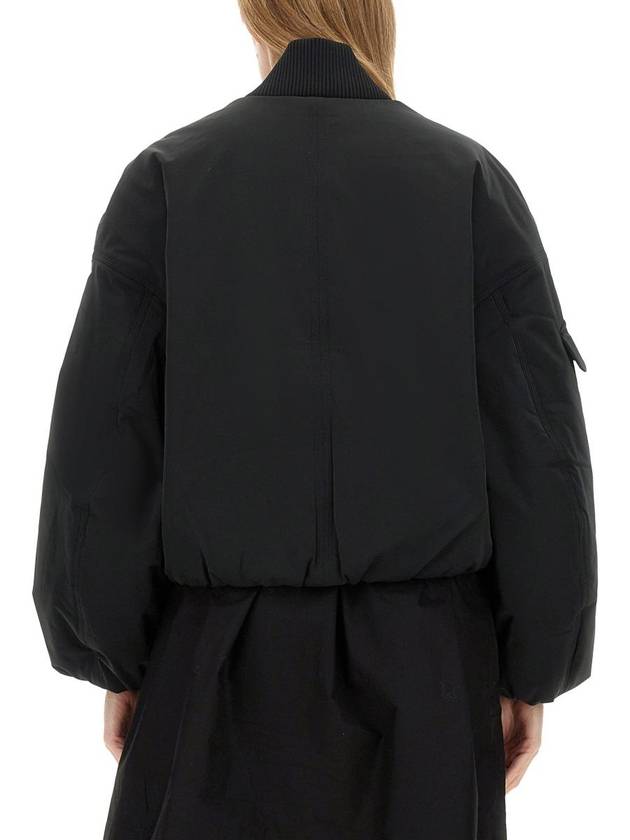 Drop Oversized Zipper Twill Bomber Jacket Black - GANNI - BALAAN 4