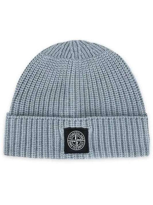 Logo Knit Beanie Blue - STONE ISLAND - BALAAN 2