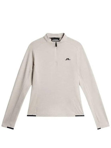 Steffi Mid Layer Quarter Zipper Long Sleeve T-Shirt Moonbeam Melange - J.LINDEBERG - BALAAN 1