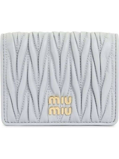 Matelasse Leather Half Wallet Pearl Grey - MIU MIU - BALAAN 1