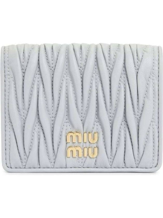 Matelasse Leather Half Wallet Pearl Grey - MIU MIU - BALAAN 1