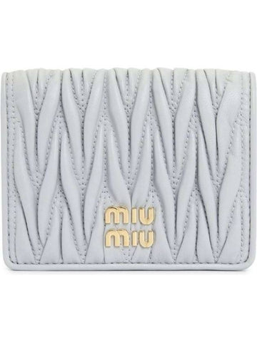 Matelasse Leather Half Wallet Pearl Grey - MIU MIU - BALAAN 1