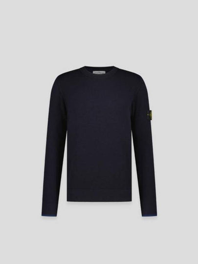 Logo Patch Crew Neck Knit Top Navy - STONE ISLAND - BALAAN 2