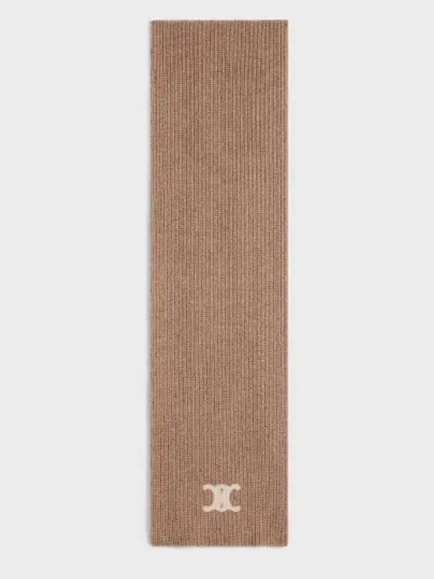 Triomphe Ribbed Cashmere Wool Muffler Camel - CELINE - BALAAN 2