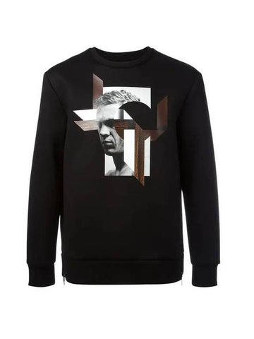 Steve McQueen Print Neoprene Sweatshirt Black - NEIL BARRETT - BALAAN 1