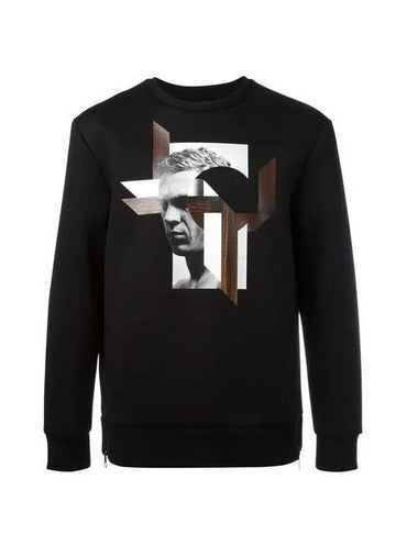 Steve Mcqueen Print Neoprene Sweatshirt Black - NEIL BARRETT - BALAAN 1