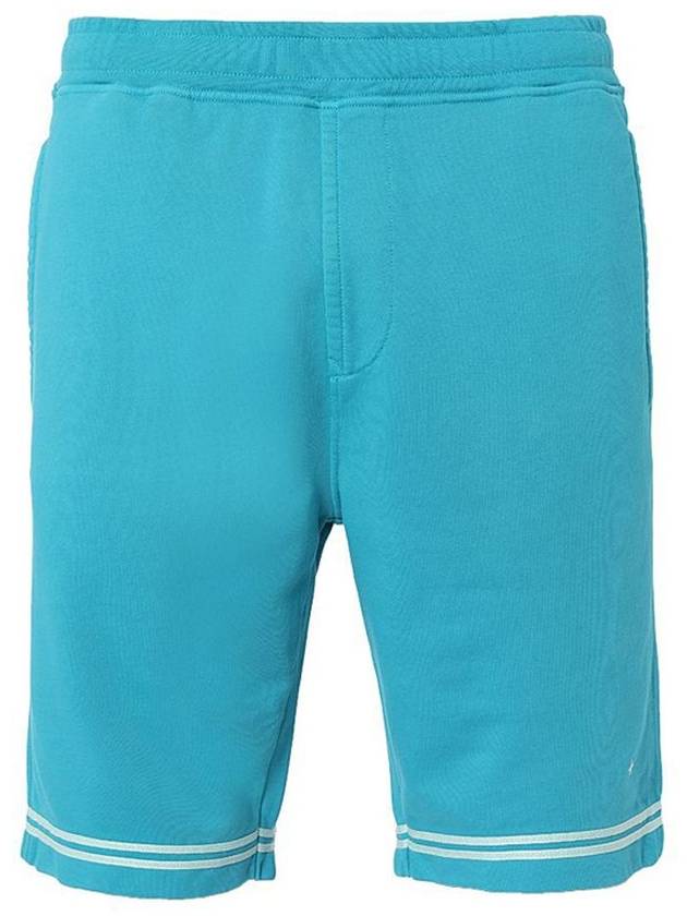 Men's Logo Cotton Shorts Light Blue - STONE ISLAND - BALAAN 1