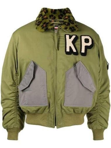 Men's Boxy Flight Fur Bomber Jacket Green - KENZO - BALAAN 1