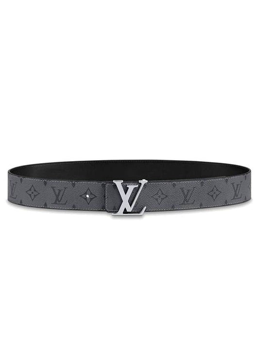 Men's Initials LV Silver Reversible Leather Belt Grey Black - LOUIS VUITTON - BALAAN 1