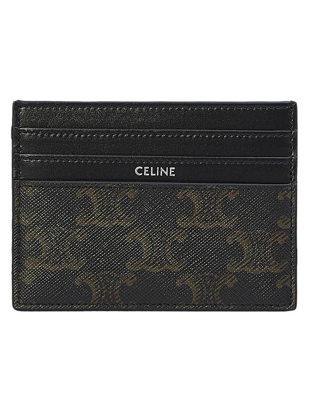 Triomphe Canvas Calfskin Large Card Wallet Black - CELINE - BALAAN 1