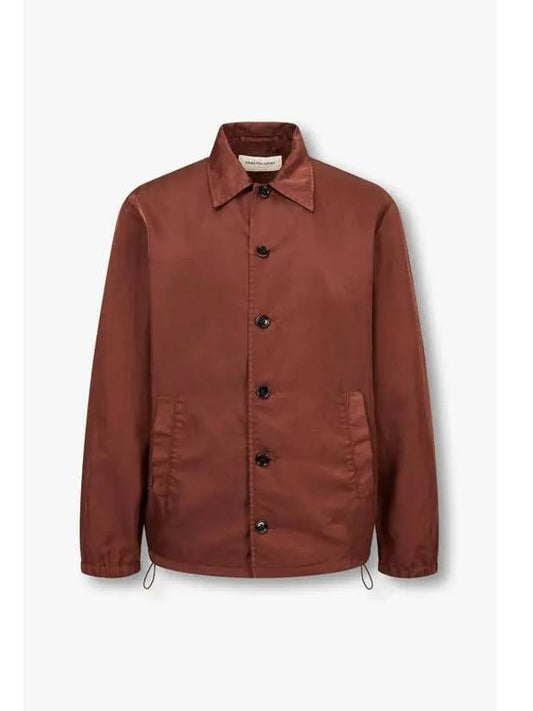 Men s Glossy Gabardine Button Up Jacket Cherry Brown - DRIES VAN NOTEN - BALAAN 1