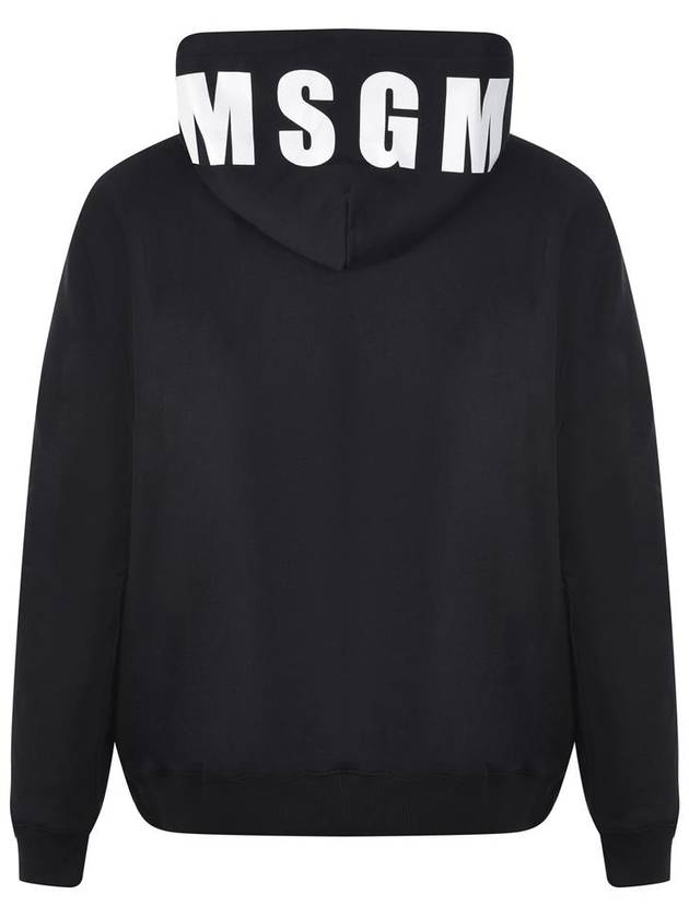 Maxi Logo Cotton Hoodie Black - MSGM - BALAAN 5