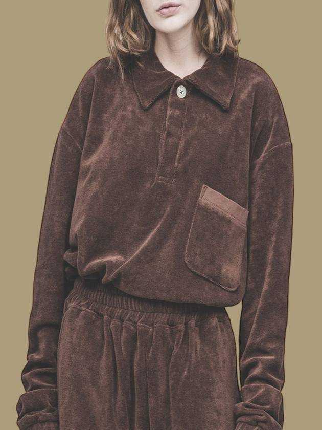 Terry overfit collar long sleeve t-shirt brown - IL TEMPO SELECT SHOP - BALAAN 1