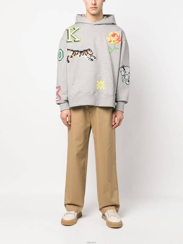 Pixel Oversized Hoodie Grey - KENZO - BALAAN 3