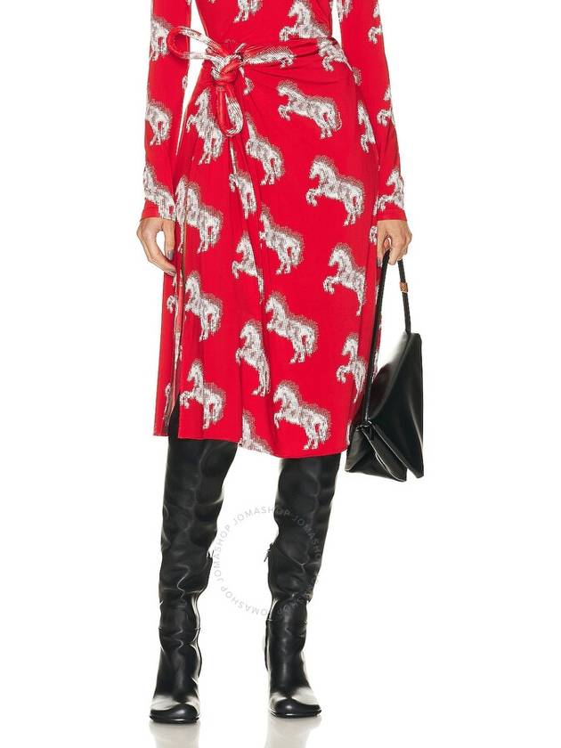 Stella McCartney Ladies Red Pixel Horses Bow Detailed Skirt, Brand Size 36 (US Size 2) - STELLA MCCARTNEY - BALAAN 1