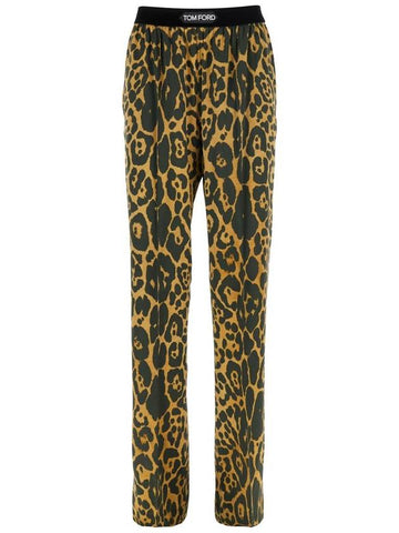 Wild Leopard On Stretch Silk Satin Pj Pants - TOM FORD - BALAAN 1