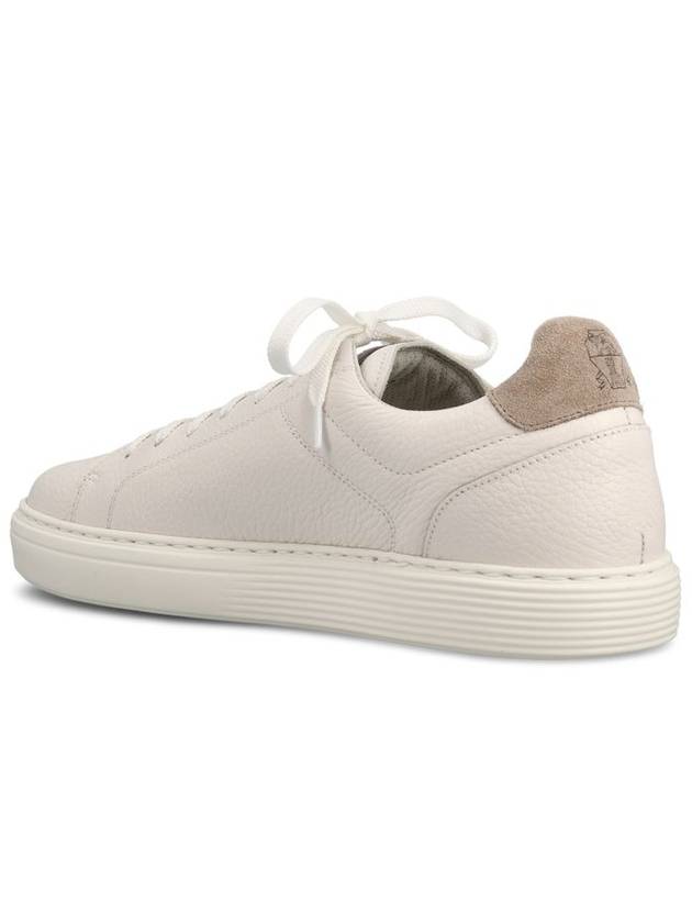 Logo Leather Low Top Sneakers White - BRUNELLO CUCINELLI - BALAAN 4