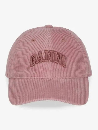 Embroidered Logo Corduroy Ball Cap Pink - GANNI - BALAAN 2