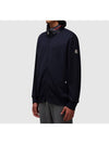 Logo Cotton Fleece Zip Up Hoodie Navy - MONCLER - BALAAN 4