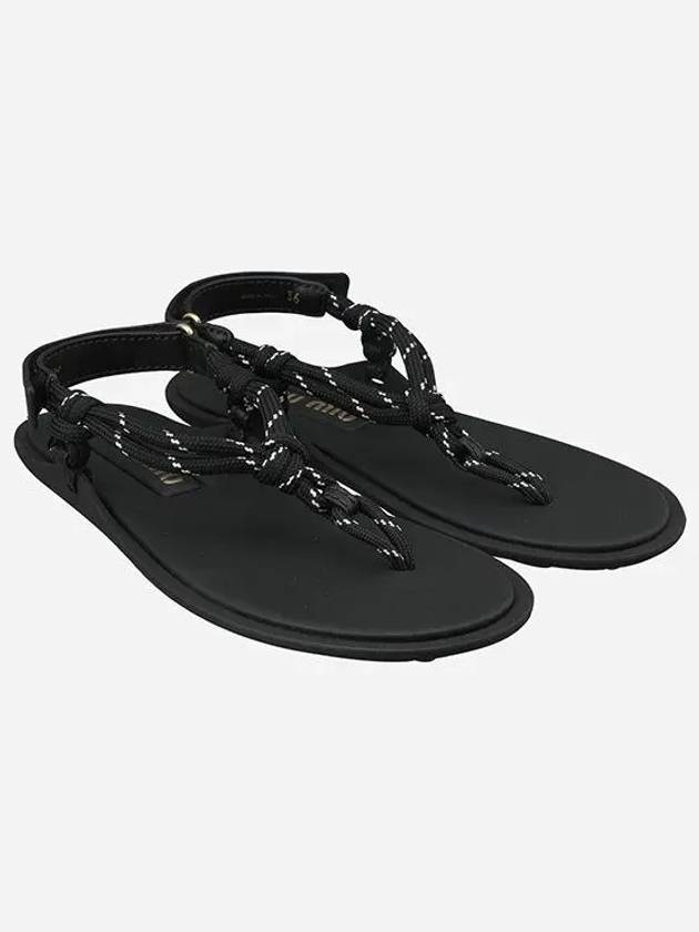 Riviere Strap Leather Sandals Black 5Y184E - MIU MIU - BALAAN 2