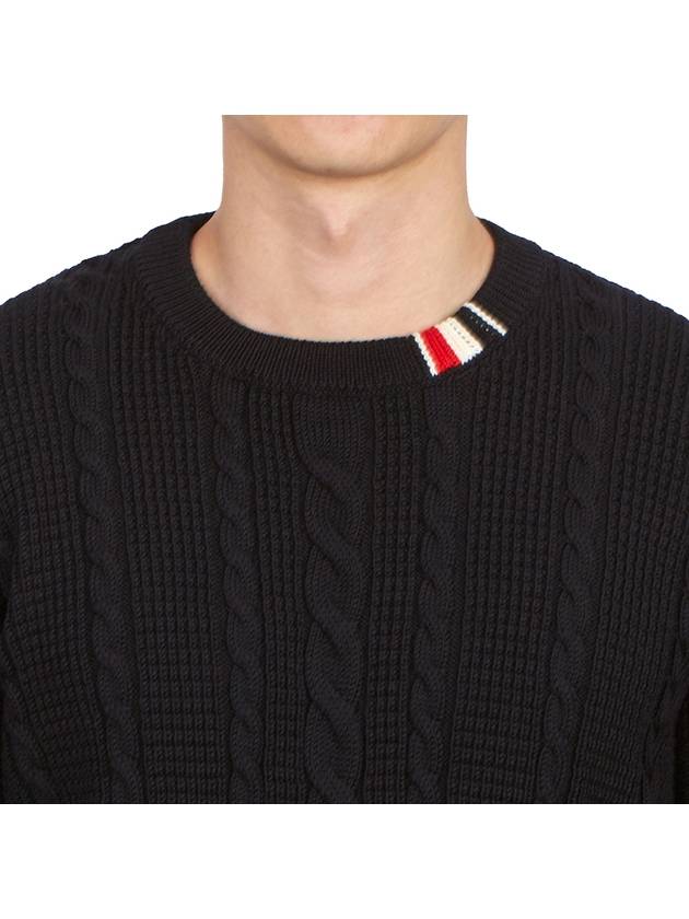 RWB Cable Wool Knit Top Navy - THOM BROWNE - BALAAN 9