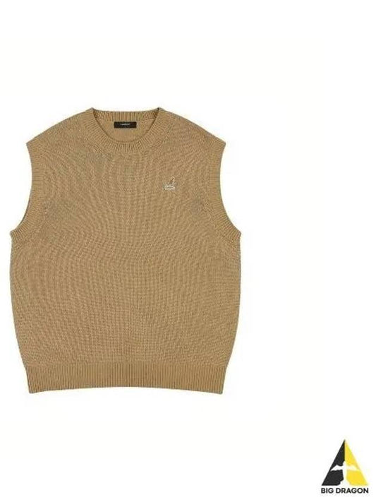 Chest symbol knit vest 1869 beige - KANGOL - BALAAN 1