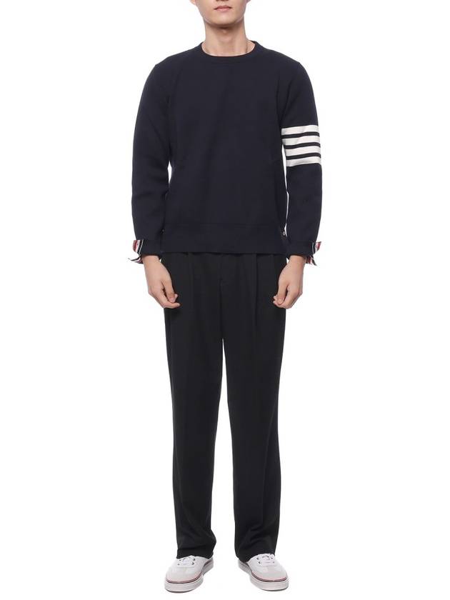 4 Bar Armband Milano Stitch Knit Top Navy - THOM BROWNE - BALAAN 4