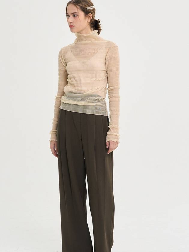 Cien Shirring Seethrough Turtlenect Top Beige - SORRY TOO MUCH LOVE - BALAAN 3