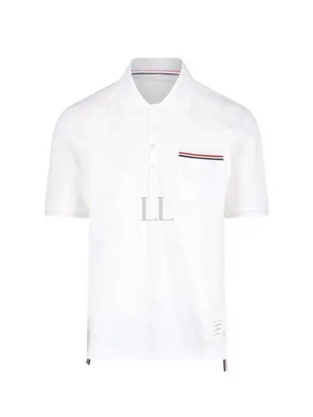 RWB Pocket Interlock Cotton Short Sleeve Polo Shirt White - THOM BROWNE - BALAAN 2