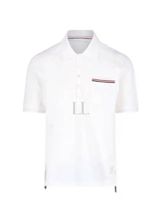 RWB Pocket Interlock Cotton Short Sleeve Polo Shirt White - THOM BROWNE - BALAAN 2