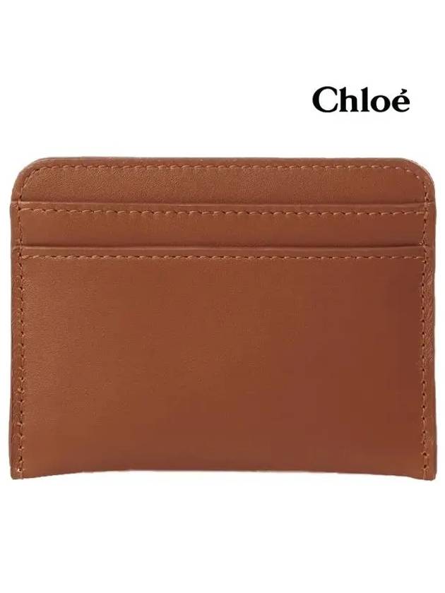 Sense Embroidered Logo Calfskin Card Wallet Brown - CHLOE - BALAAN 4