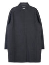 Men's Double Face Melton 4 Bar Collar Single Coat Medium Gray - THOM BROWNE - BALAAN.