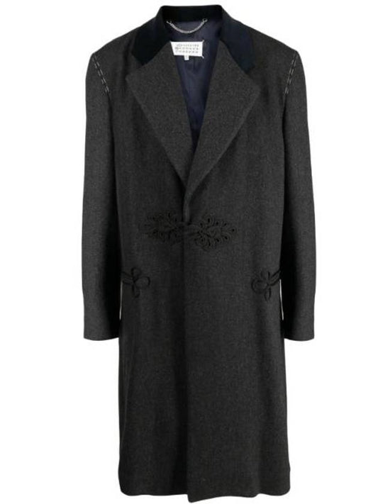 Breasted Wool Single Coat Dark Grey - MAISON MARGIELA - BALAAN 1