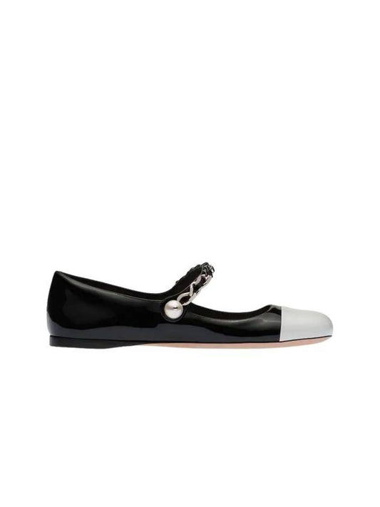 patent leather ballerina black white - MIU MIU - 1