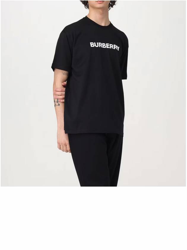 Logo Print Cotton Short Sleeve T-Shirt Black - BURBERRY - BALAAN 4