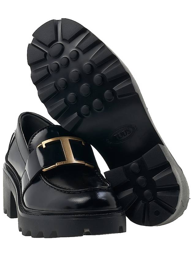 T Logo Leather Loafer Heels Black - TOD'S - BALAAN 6