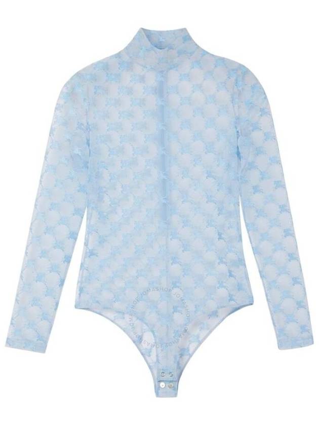 Burberry Glacier Blue Ekd Stretch Tulle Bodysuit, Size X-Small - BURBERRY - BALAAN 1