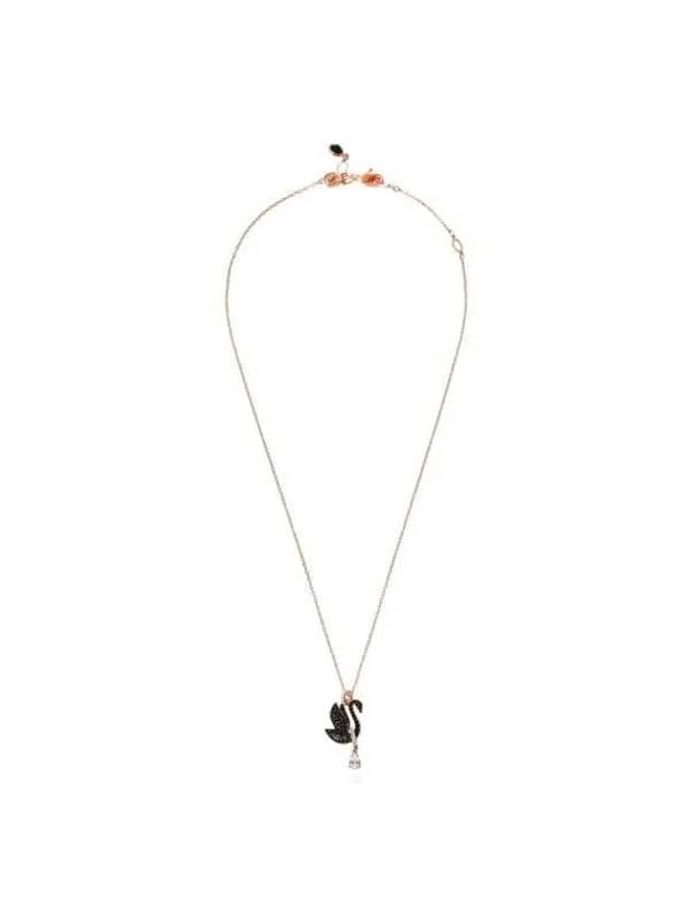 Iconic Swan Pendant Necklace Black Rose Gold - SWAROVSKI - BALAAN 3