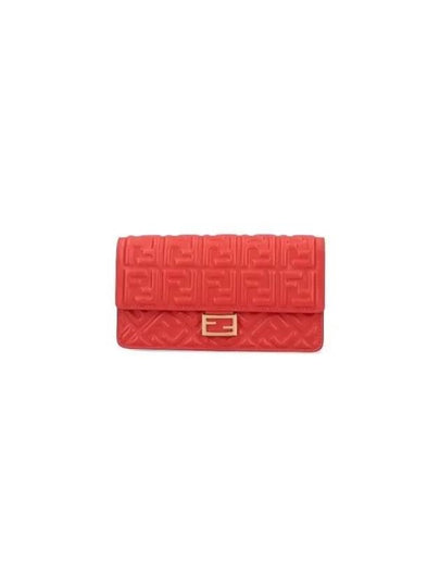 FF Baguette Nappa Leather Long Wallet Red - FENDI - BALAAN 2