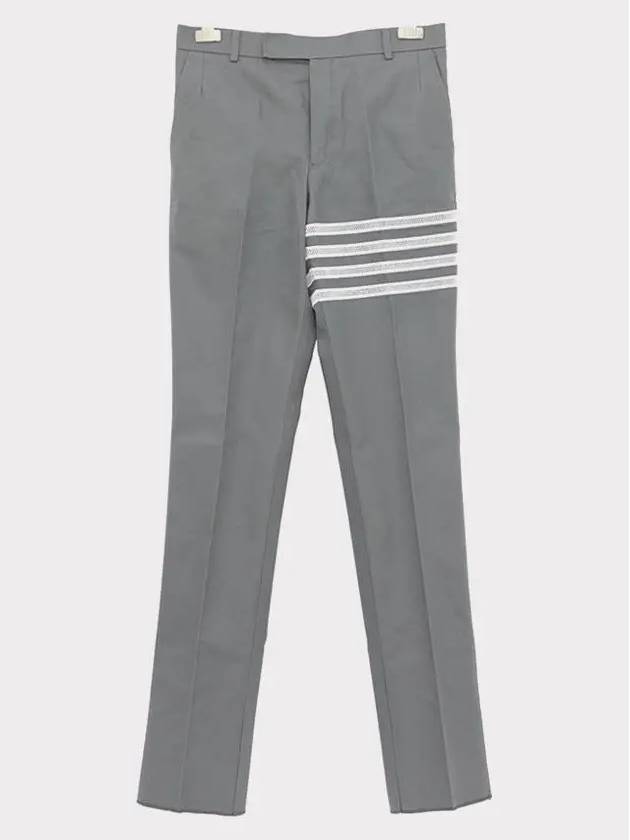 Diagonal Unconstructed Straight Pants Grey - THOM BROWNE - BALAAN.