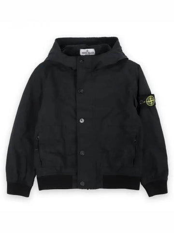 Stone Kids Waffen Patch Hooded Bomber Jacket Black 801640530 V0029 1062759 - STONE ISLAND - BALAAN 1