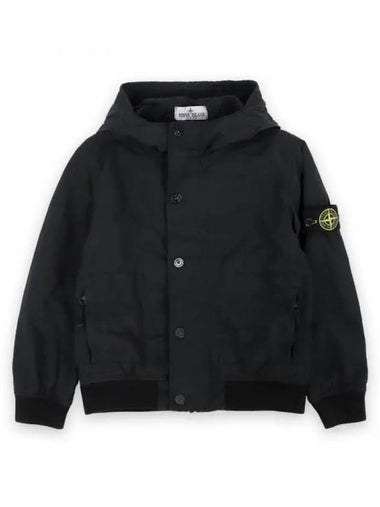 Stone Kids Waffen Patch Hooded Bomber Jacket Black 801640530 V0029 271284 1062759 - STONE ISLAND - BALAAN 1